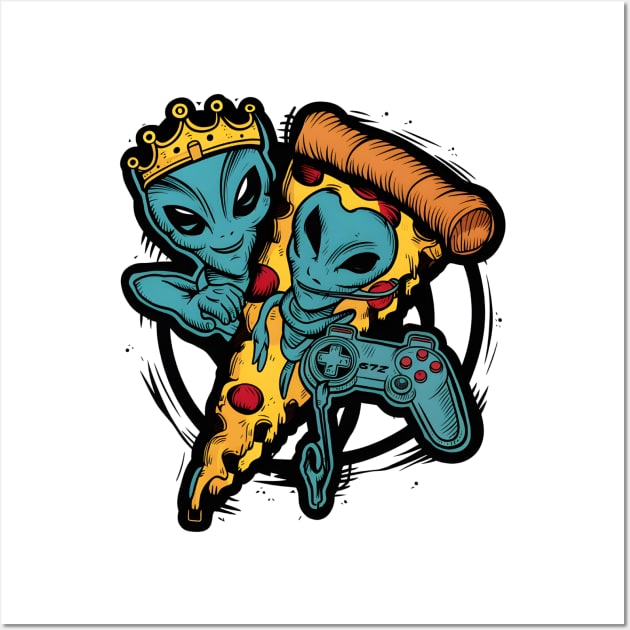 Alien Pizza Wall Art by Inktopolis